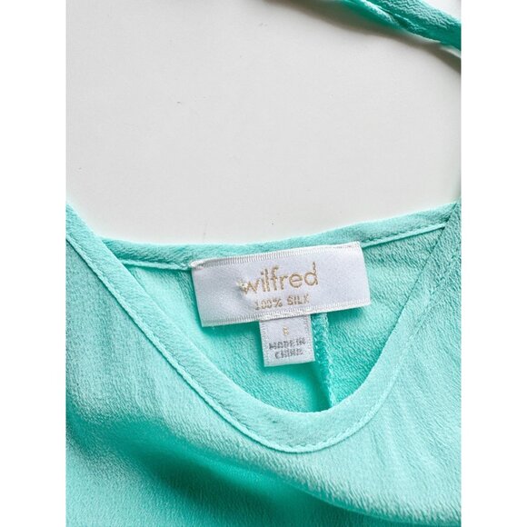 Aritzia WILFRED Minou Turquoise Silk Crepe Lace Trim Camisole Tank Top, Size S - Picture 9 of 11